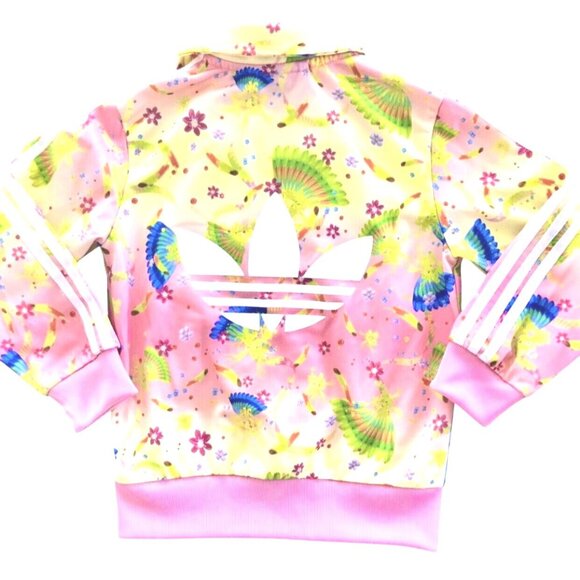 HTF Pattern Adidas Originals Pink Firebird Flower Trefoil Track Jacket Size 2T - Picture 7 of 8